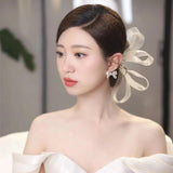 Wedding Veil Hairpin Pearl Bride Hair Clips Mesh Headpiece