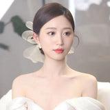Wedding Veil Hairpin Pearl Bride Hair Clips Mesh Headpiece
