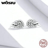 925 Sterling Silver Angel Wings Stud Earrings CZ Silver Jewelry