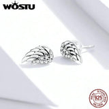 925 Sterling Silver Angel Wings Stud Earrings CZ Silver Jewelry