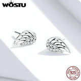 925 Sterling Silver Angel Wings Stud Earrings CZ Silver Jewelry