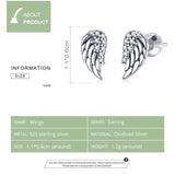 925 Sterling Silver Angel Wings Stud Earrings CZ Silver Jewelry