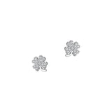 S999 Silver Zirconia Clover Stud Earrings for Women