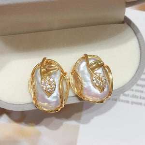 Baroque Pearl Earrings 14k Plated S925 Sterling Silver Ear Needle