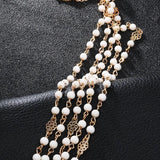 Boho Pearl Head Chain Headwear Plated Headpiece Bridal Hair Jewelry