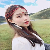 Boho Pearl Head Chain Headwear Plated Headpiece Bridal Hair Jewelry