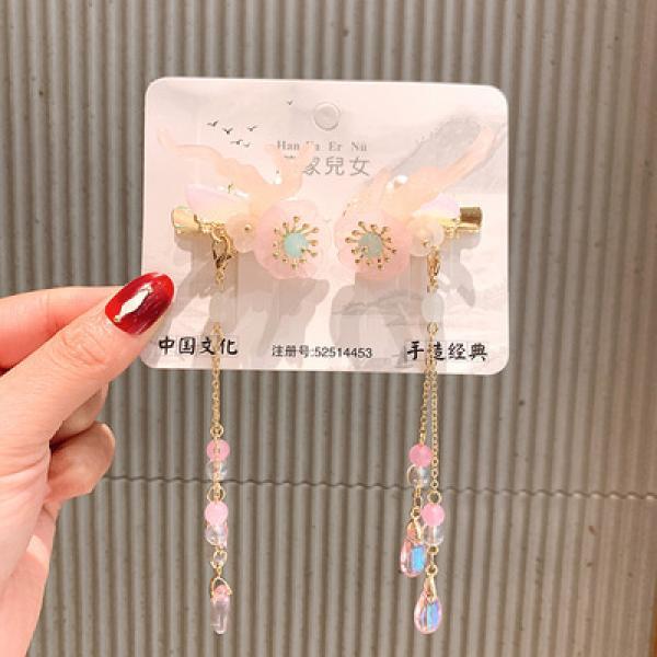 Ancient Flower Antlers Hair Clips for Girls - Wedding Hanfu Hair Accessory