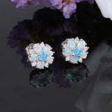 Fire Opal Flower Stud Earrings 925 Silver Party Jewelry OH4647-49
