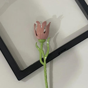 Romantic Pink Pearl Rose Tulip Hair Stick for Women