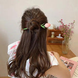Romantic Pink Pearl Rose Tulip Hair Stick for Women