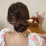 Romantic Pink Pearl Rose Tulip Hair Stick for Women
