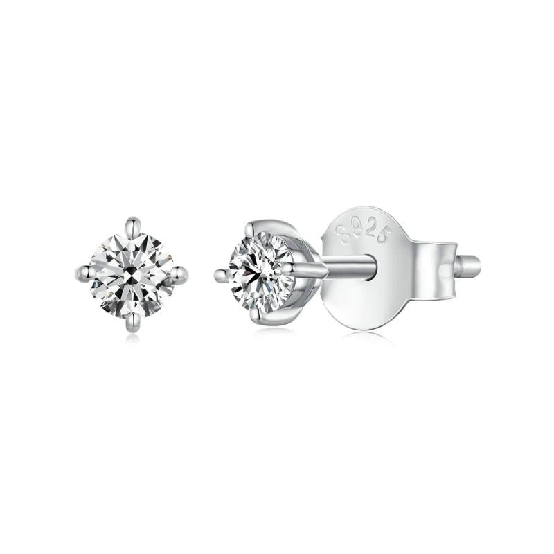 Moissanite Earrings 4 Prongs 925 Sterling Silver Diamond Ear Stud Women