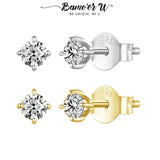 Moissanite Earrings 4 Prongs 925 Sterling Silver Diamond Ear Stud Women