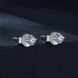 Moissanite Earrings 4 Prongs 925 Sterling Silver Diamond Ear Stud Women