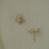 925 Silver Asymmetric Hollow Butterfly Stud Earrings with Crystals