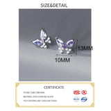925 Silver Zircon CZ Butterfly Stud Earrings Women Insect Jewelry