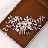 Silver Bride Comb Pearl Rhinestone Hair Ornaments Bridal Wedding Headpieces