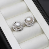 Freshwater Pearl Stud Earrings 925 Silver Jewelry