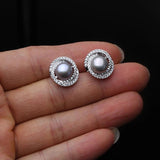 Freshwater Pearl Stud Earrings 925 Silver Jewelry