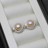 Freshwater Pearl Stud Earrings 925 Silver Jewelry