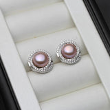 Freshwater Pearl Stud Earrings 925 Silver Jewelry