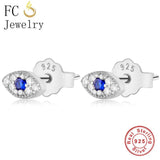 925 Sterling Silver Evil Eye Zirconia Stud Earrings