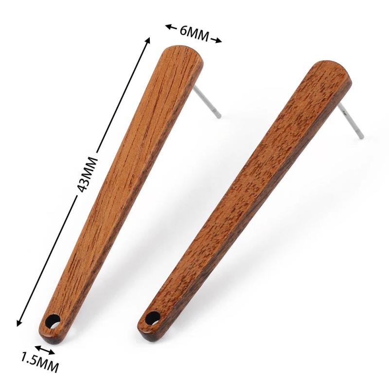 Wood Geometric Round Stud Earrings Women DIY Jewelry Brown
