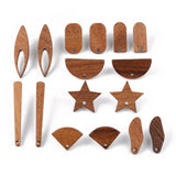 Wood Geometric Round Stud Earrings Women DIY Jewelry Brown