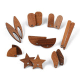 Wood Geometric Round Stud Earrings Women DIY Jewelry Brown