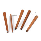 Wood Geometric Round Stud Earrings Women DIY Jewelry Brown