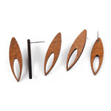 Wood Geometric Round Stud Earrings Women DIY Jewelry Brown