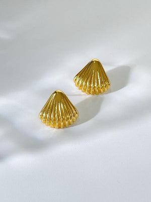 Peri'sbox Seashell Stud Earrings Silver Plated