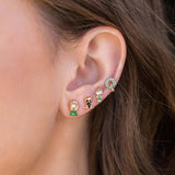 Copper Multicolour Zircon Cartoon Character Silver Stud Earrings for Women