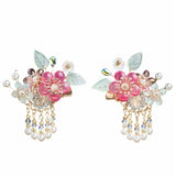 Floral Wedding Hair Clip Pearl Tassel Barrette Chinese Hanfu Hair Accessories