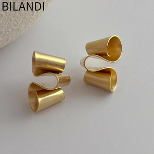 Bilandi Geometric Matte Silver Stud Earrings for Women Girl Party Gift