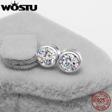 Wedding Zircon Stud Earrings 925 Silver CZ Party Studs
