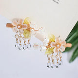 Purple Flower Hairpins Side Clips Chinese Hair Accessories Pendant Pearl Headpie