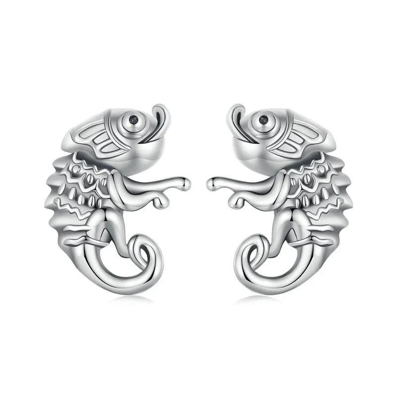 Chameleon Earrings 925 Sterling Silver Mini Stud Anniversary Party Jewelry