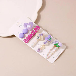 Acrylic Heart Flower Hair Clips Barrettes Set for Women Girls