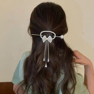 Pearl Rose Bow Hairpin Hair Sticks For Hanfu Party