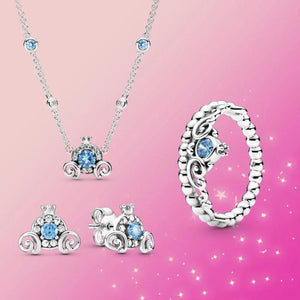 925 Silver Pumpkin Car Crown Necklace Set