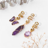 3pcs Amethyst Hexagonal Column Butterfly Hair Jewelry