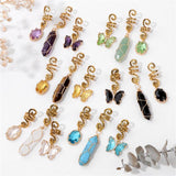 3pcs Amethyst Hexagonal Column Butterfly Hair Jewelry