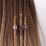 3pcs Amethyst Hexagonal Column Butterfly Hair Jewelry