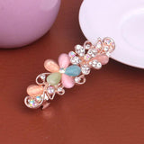 Pink Flower Zircon Hair Clip Rhinestone Metal Clip
