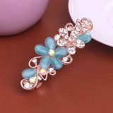 Pink Flower Zircon Hair Clip Rhinestone Metal Clip