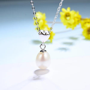 Natural Pearl Pendant 925 Sterling Silver Necklace With Chain