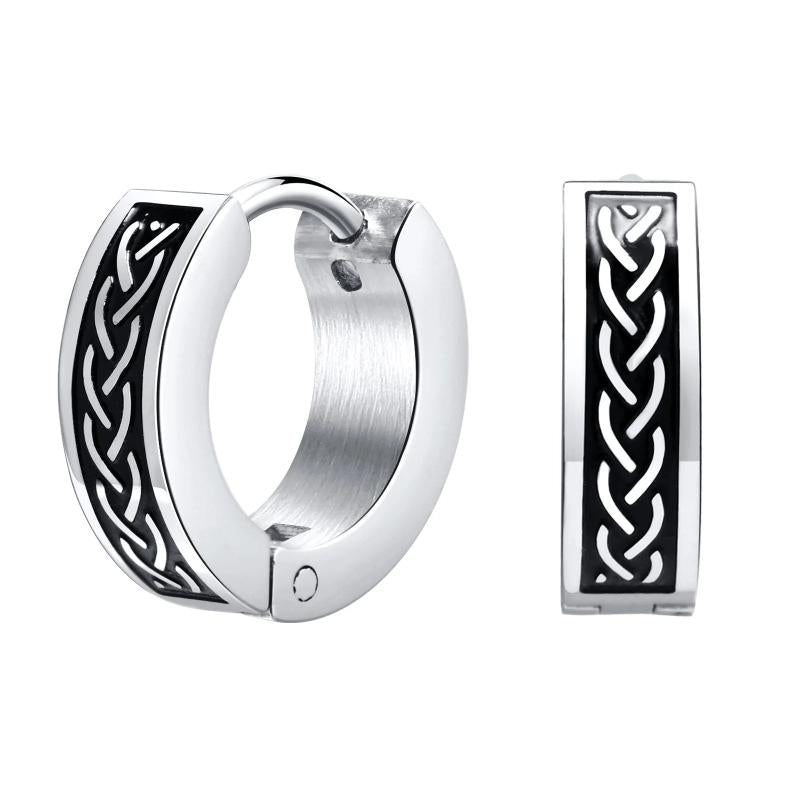 Rock Punk Celtic Knot Earrings for Men, Stainless Steel Huggie Ear Jewelry