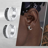 Rock Punk Celtic Knot Earrings for Men, Stainless Steel Huggie Ear Jewelry