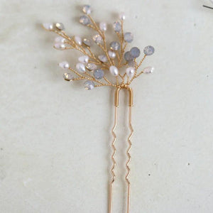 Freshwater Pearl Hairpin with Opal Crystals